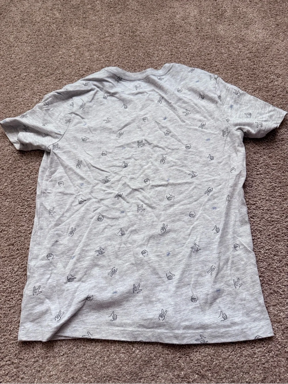 Old Navy Gray Short Sleeve Graphic Tee with Sign Language Print Size L (10-12)